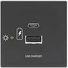 Extron Flex55 USB 311 PowerPlate Flex55 USB-C and USB-A Two outlet USB Charger finished in black (Max 45W on USB-C, 10W on USB-A)