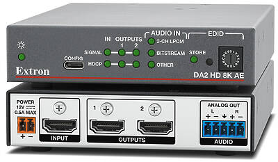 Extron DA2 HD 8K AE 1:2 HDMI 2.1 Distribution Amplifier