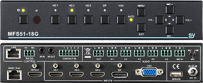 Presentation Switchers allow you to use multiple analogue and digital inputs and output a scaled signal to your display. They feature switching effects or seamless switching to make for a smooth presentation.Components